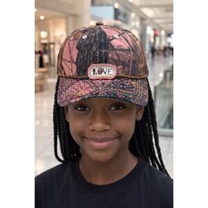 Handmade Rhinestone Bling Studded Pink Camo Glitzy Streetwear Baseball Cap Hat